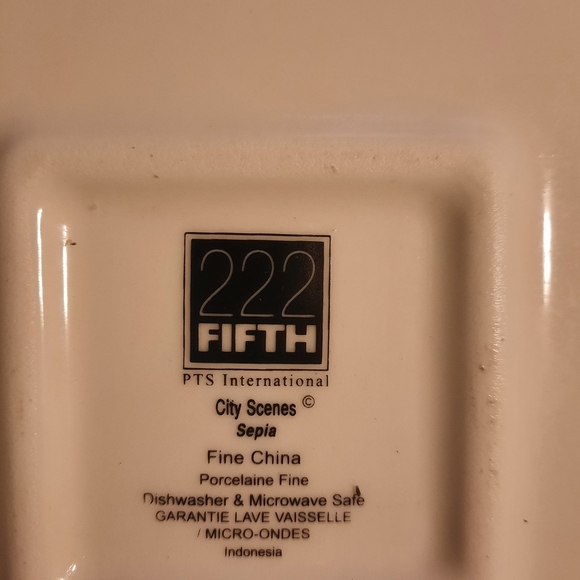 222 Fifth Eiffel Tower Square Dinner Plates - Cream and Brown - Picture 13 of 16